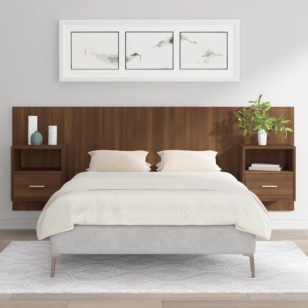 vidaXL Bed Headboard with Cabinets Brown Oak Engineered Wood