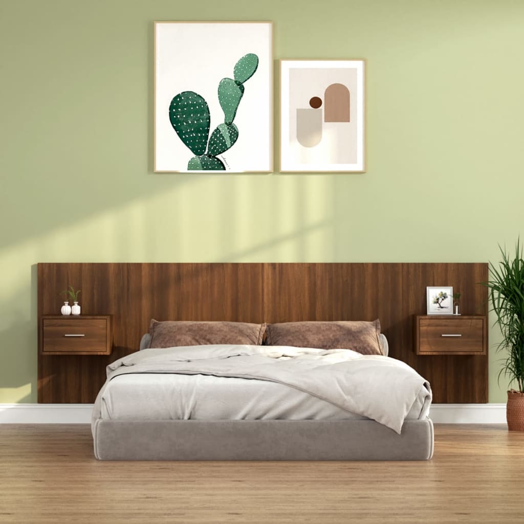 vidaXL Bed Headboard with Cabinets Brown Oak Engineered Wood
