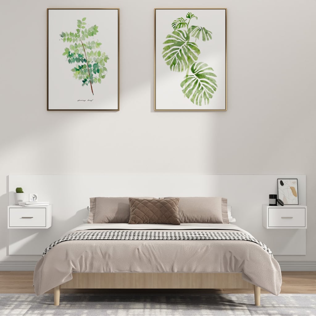vidaXL Bed Headboard with Cabinets White Engineered Wood