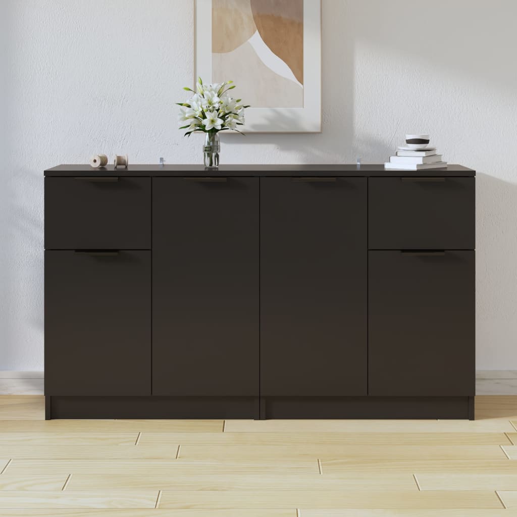 vidaXL Sideboards 2 pcs Black 60x30x70 cm Engineered Wood