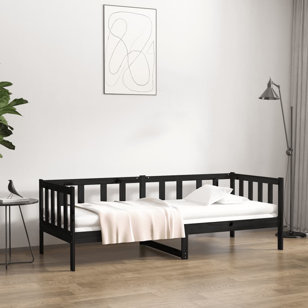 vidaXL Day Bed Black 90x190 cm Solid Wood Pine
