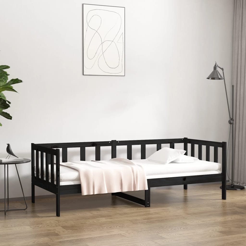vidaXL Day Bed Black 80x200 cm Solid Wood Pine