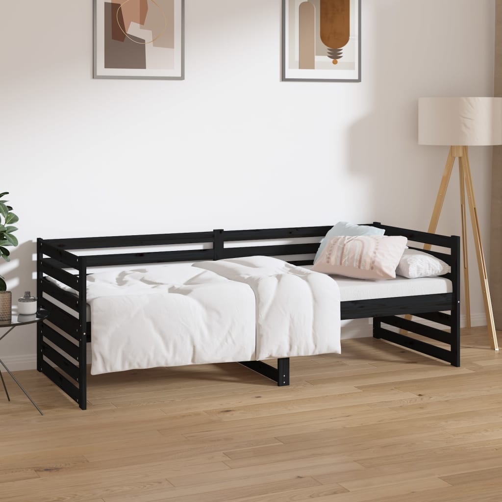 vidaXL Day Bed Black 80x200 cm Solid Wood Pine
