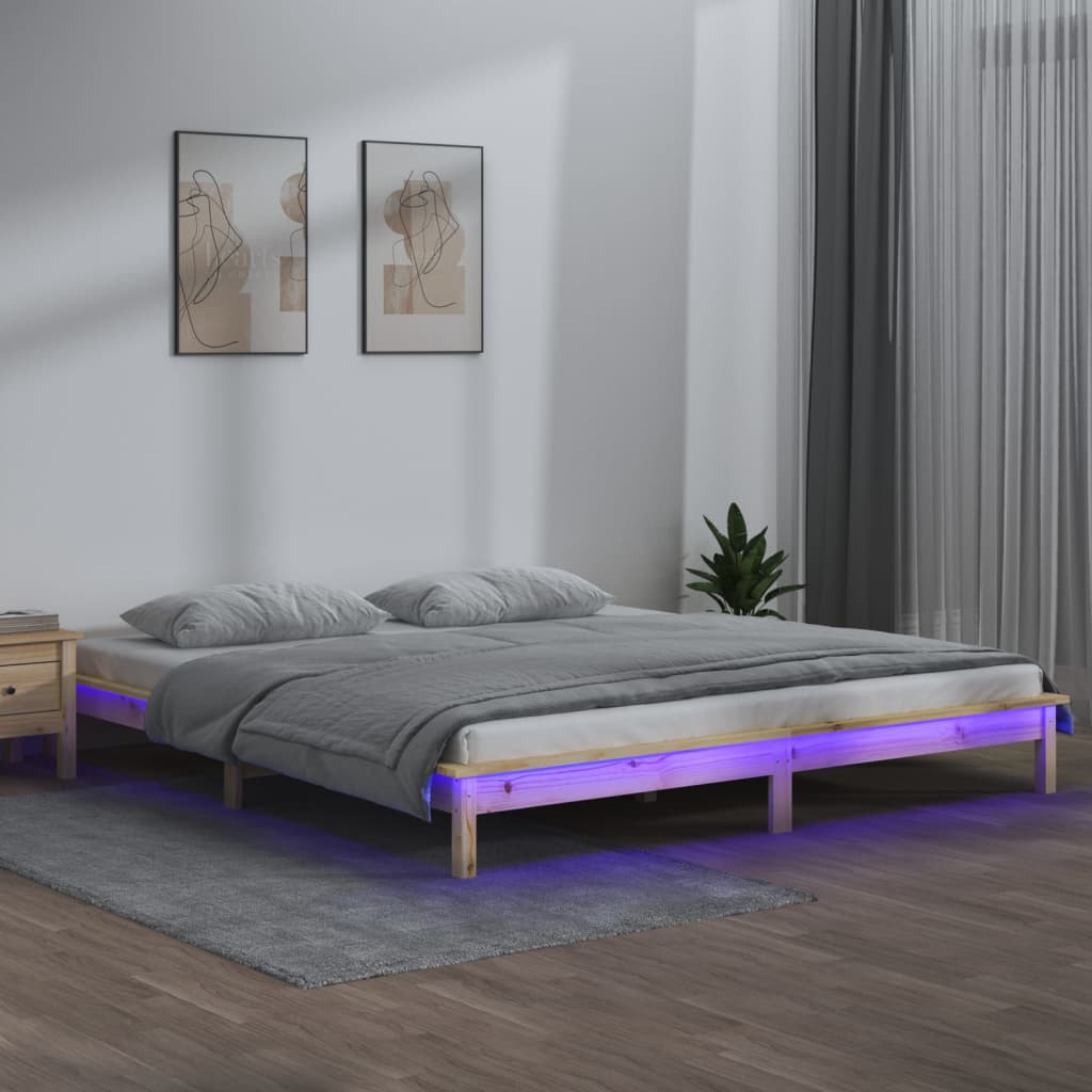 vidaXL LED Bed Frame 140x200 cm Solid Wood