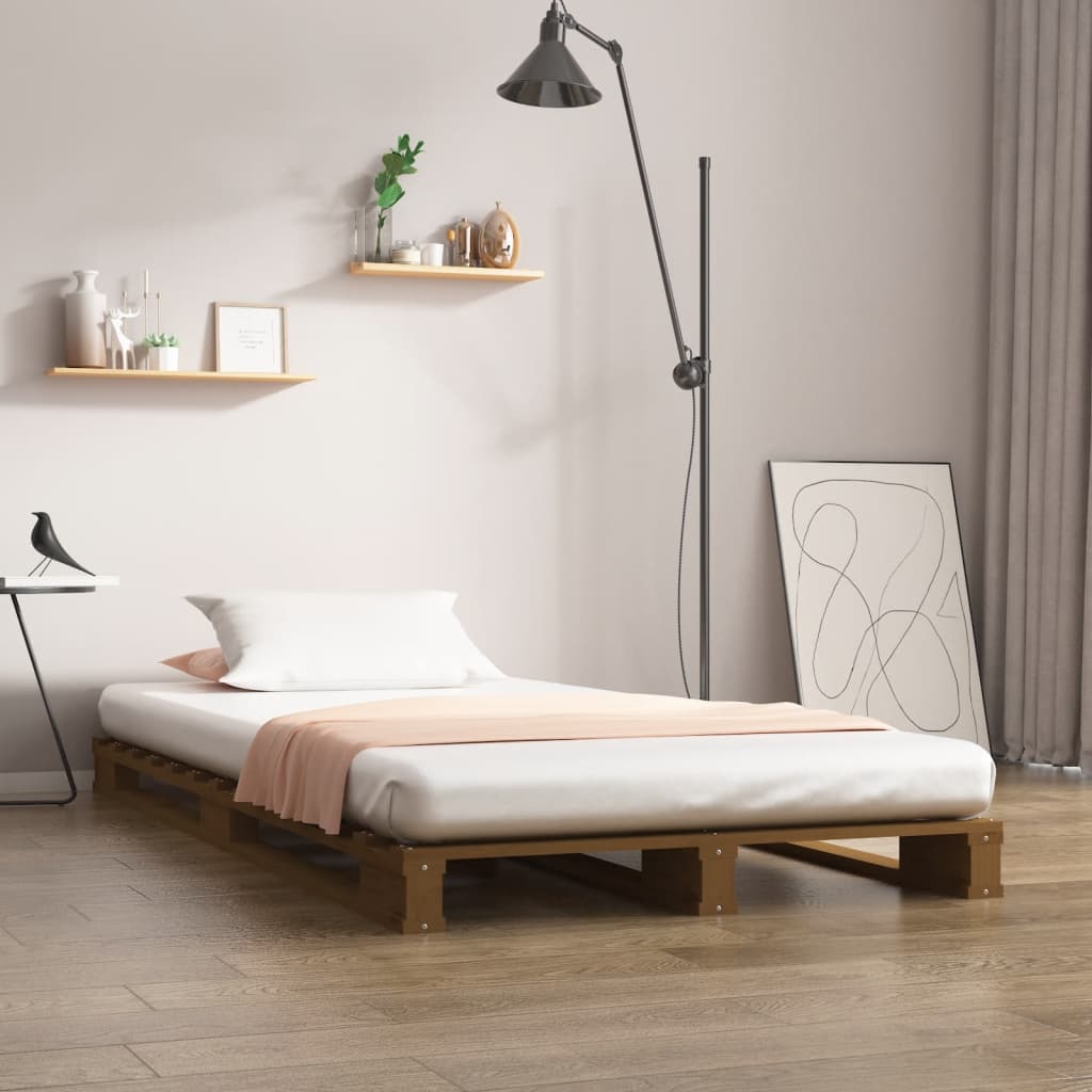 vidaXL Pallet Bed Honey Brown 100x200 cm Solid Wood Pine