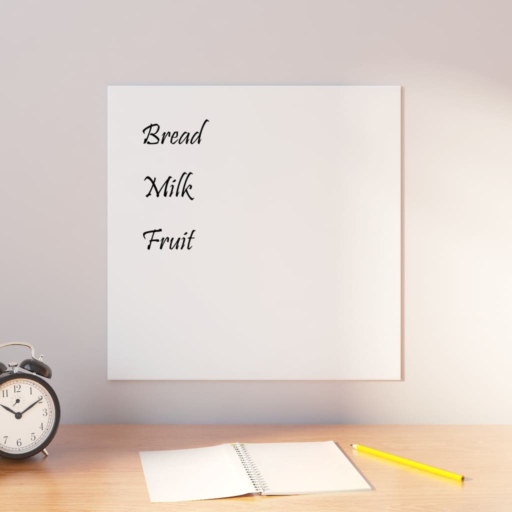 vidaXL Wall-mounted Magnetic Board White 40x40 cmξTempered Glass