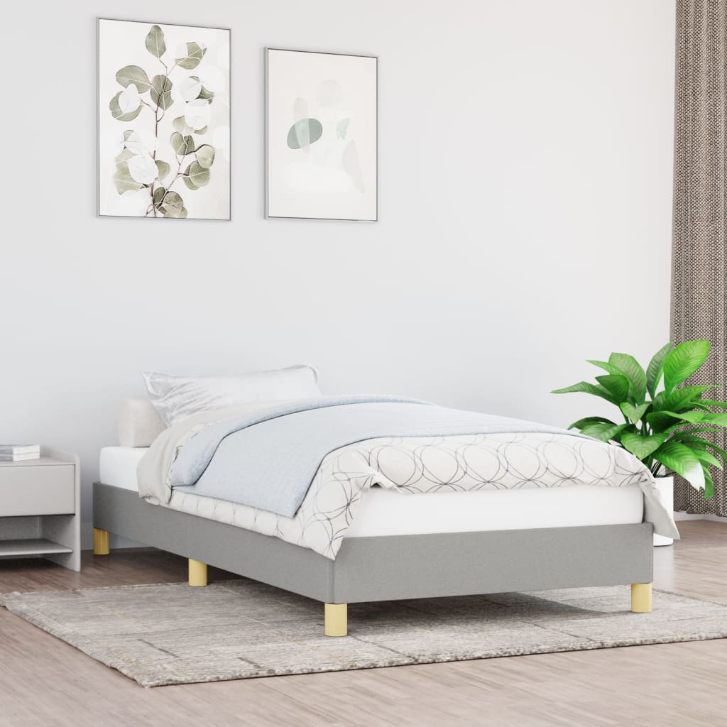 vidaXL Bed Frame Light Grey 90x190 cm Single Fabric