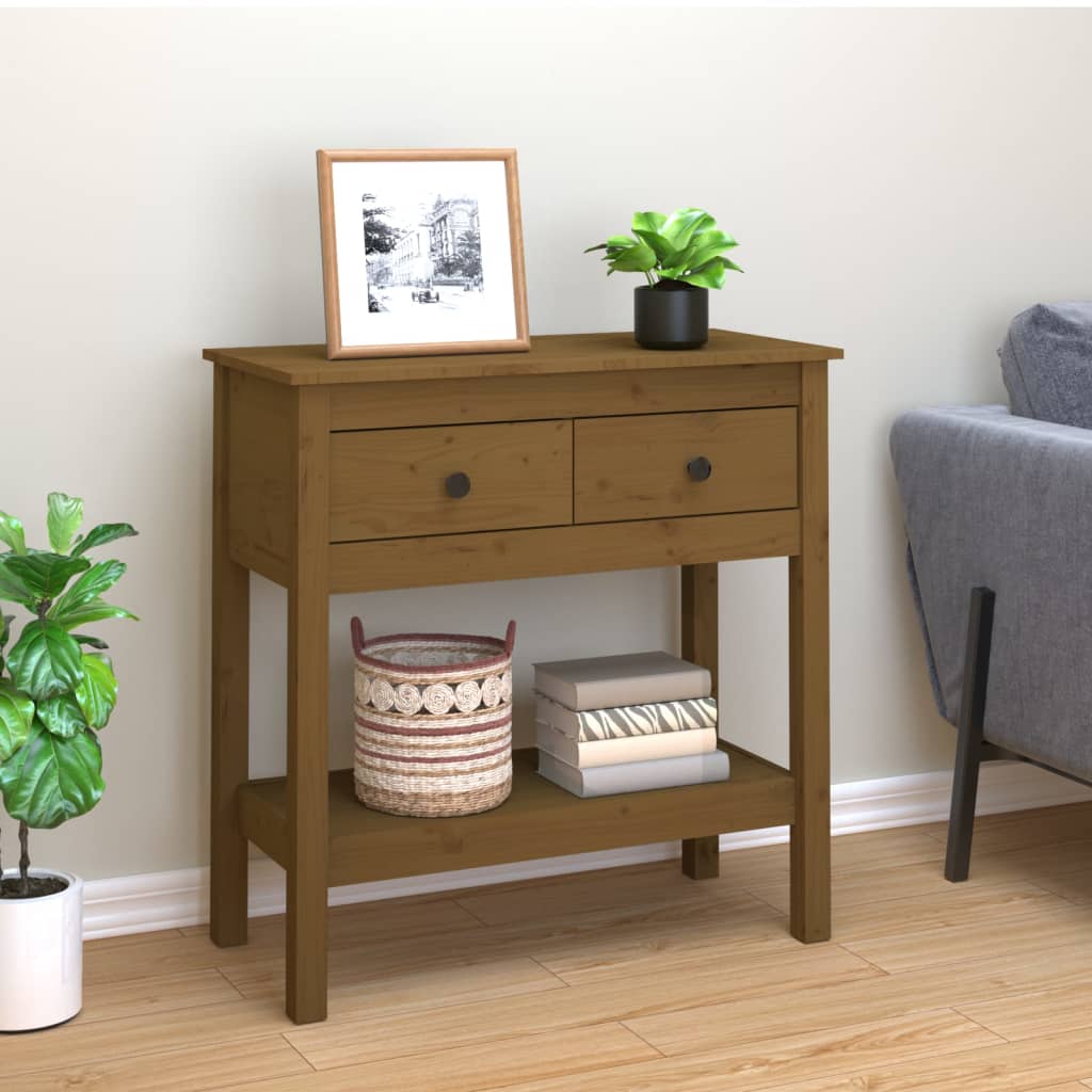 vidaXL Console Table Honey Brown 75x35x75 cm Solid Wood Pine