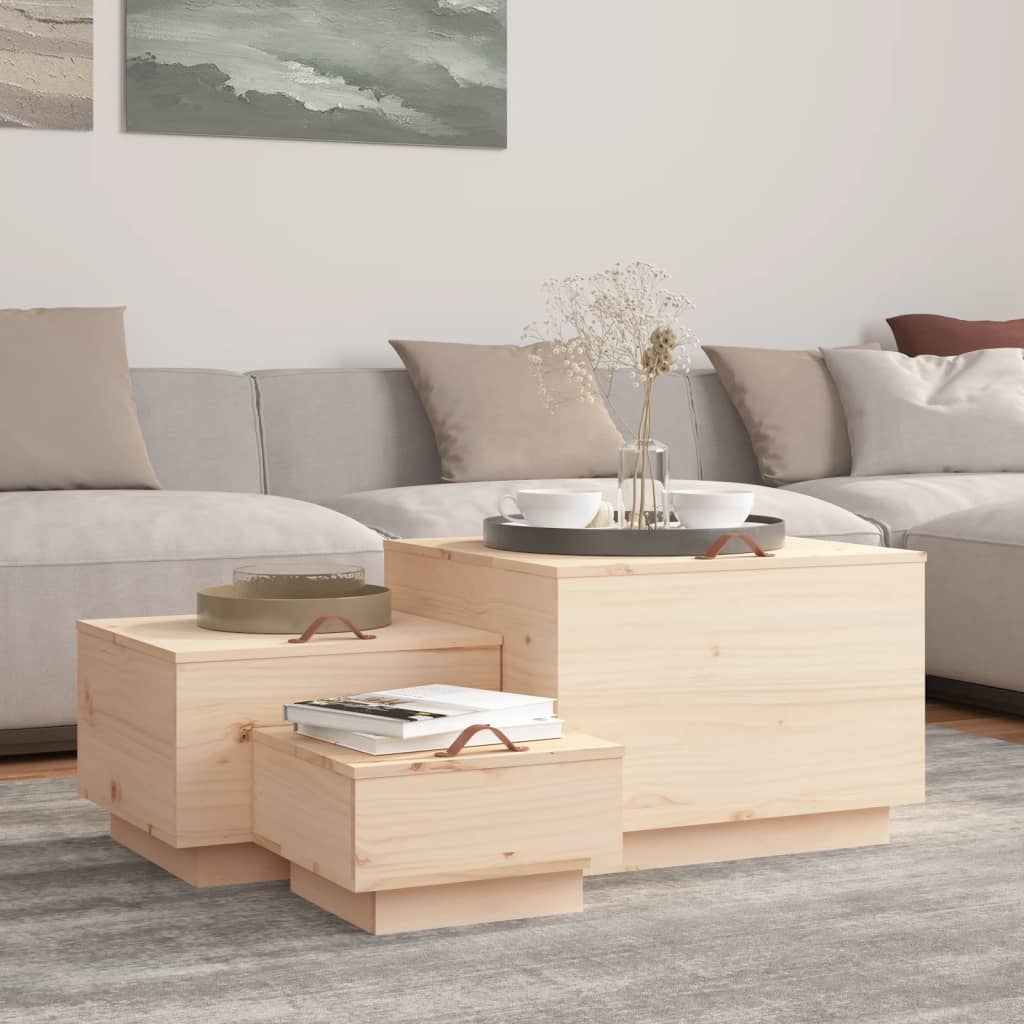 vidaXL Storage Boxes with Lids 3 pcs Solid Wood Pine