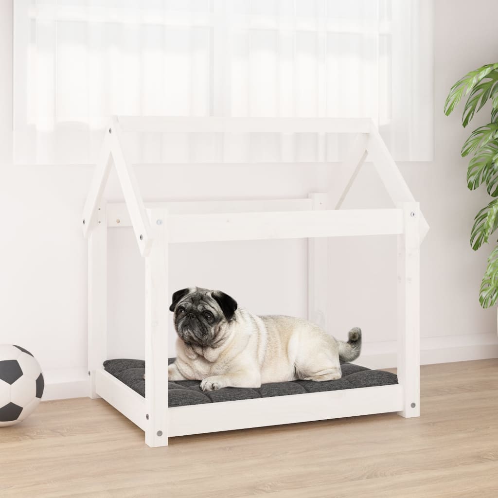 vidaXL Dog Bed White 71x55x70 cm Solid Wood Pine