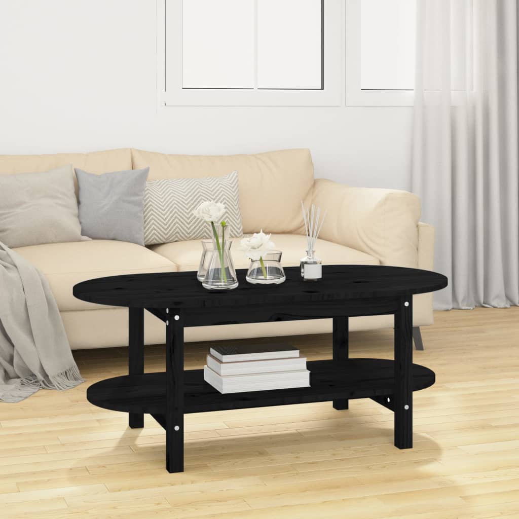 vidaXL Coffee Table Black 110x55x45 cm Solid Wood Pine
