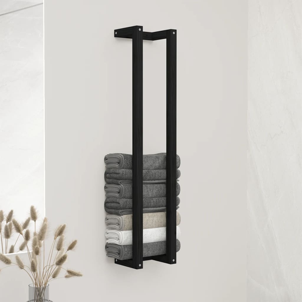 vidaXL Towel Rack Black 23x18x110 cm Solid Wood Pine