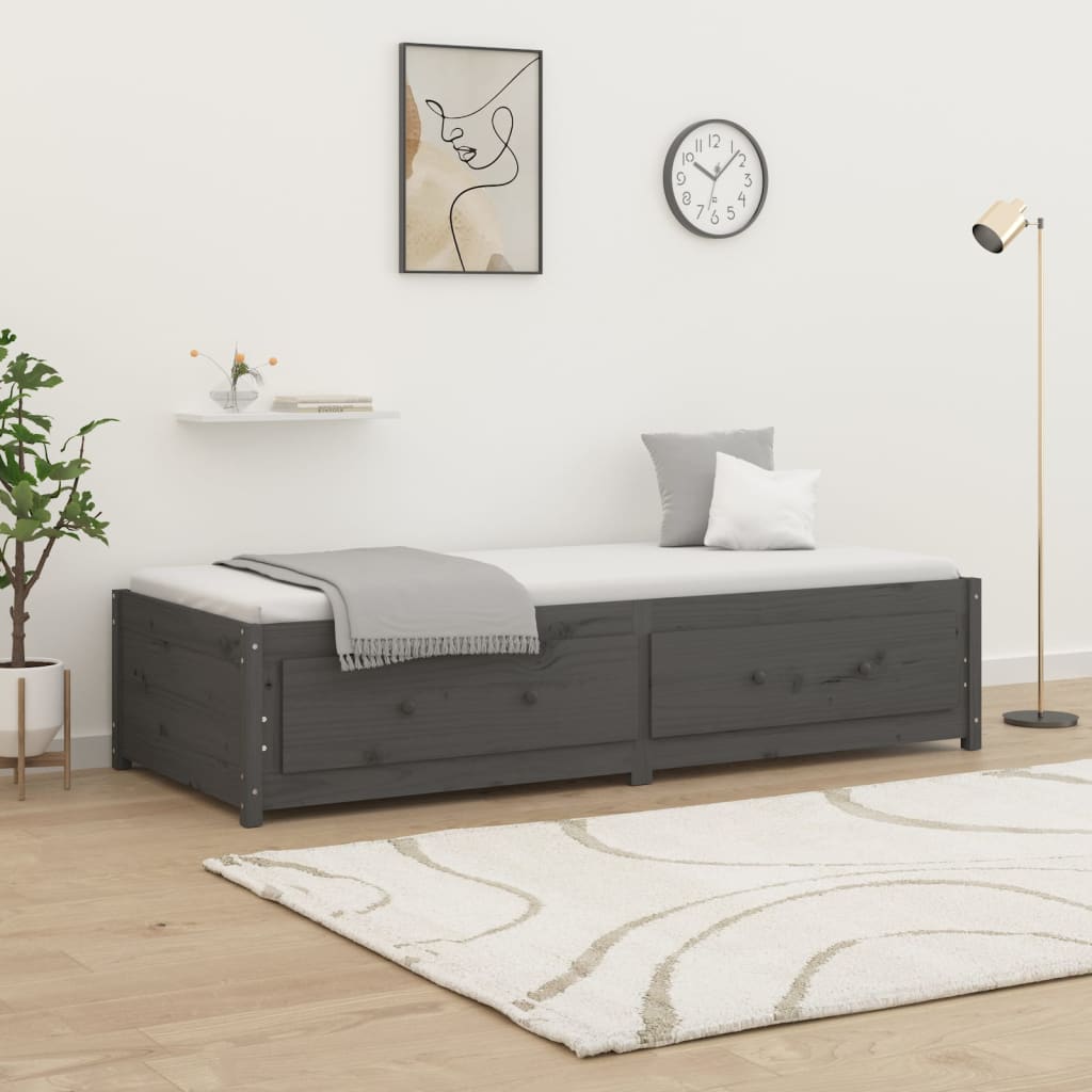 vidaXL Day Bed Grey 90x190 cm Single Solid Wood Pine