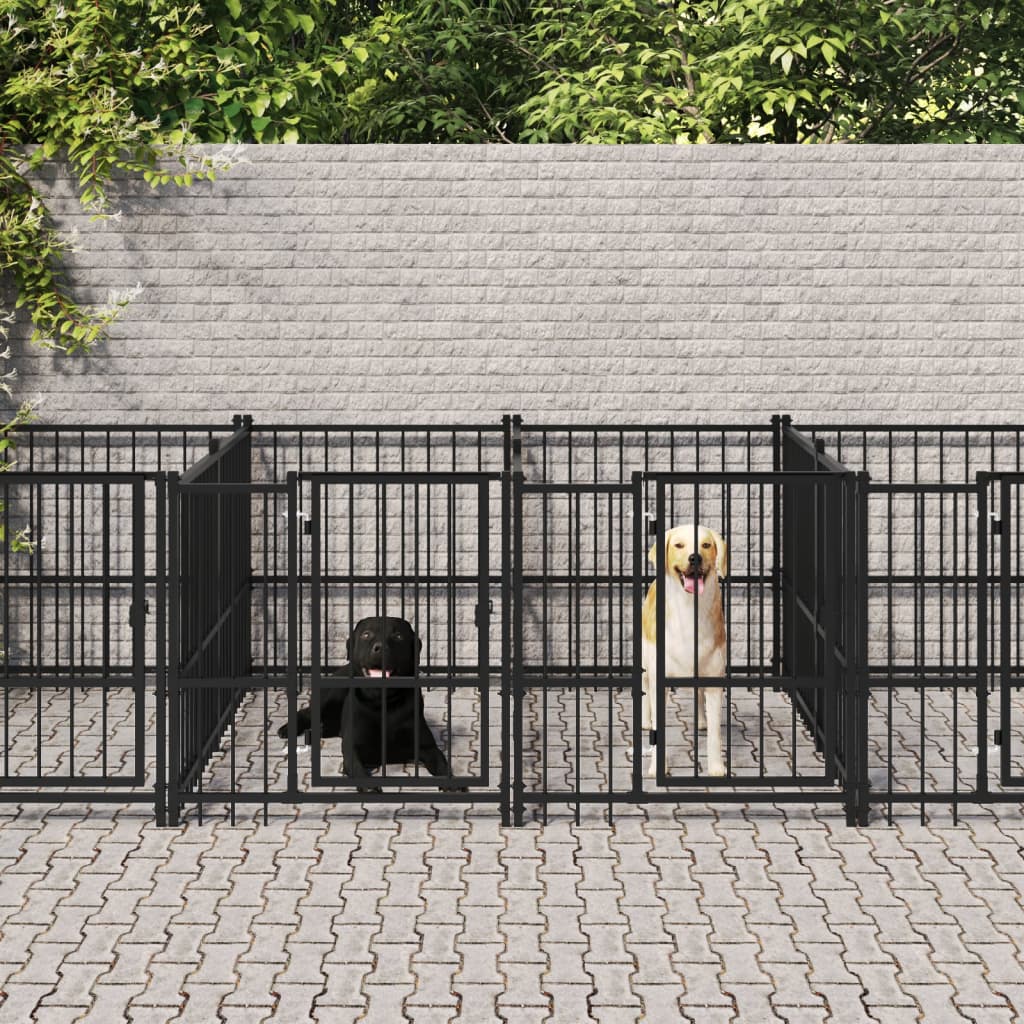 vidaXL Outdoor Dog Kennel Steel 13.14 mŒ_