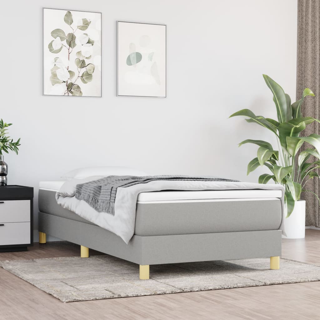 vidaXL Box Spring Bed Frame Light Grey 90x190 cm Single Fabric