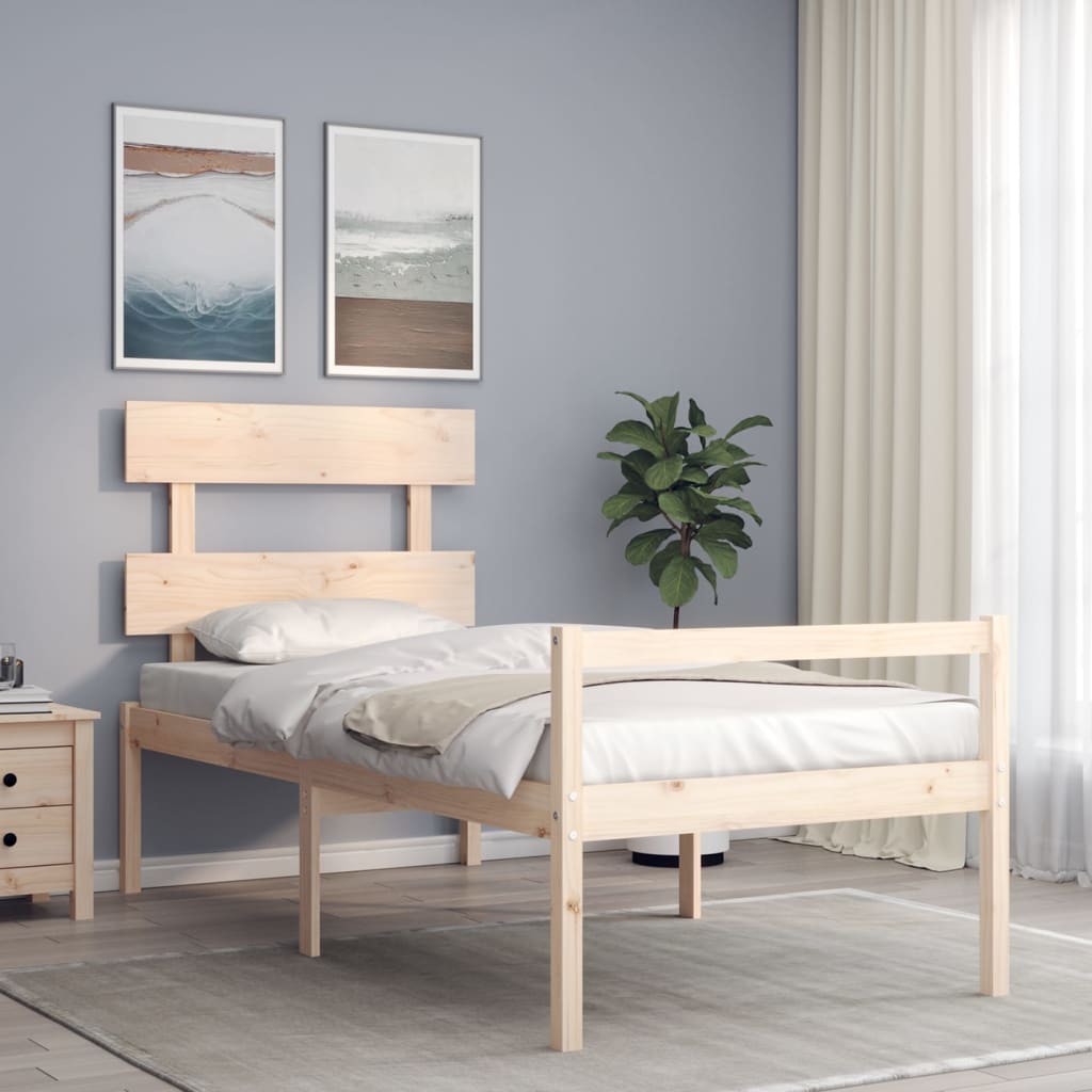 vidaXL Bed Frame with Headboard 100x200 cm Solid Wood