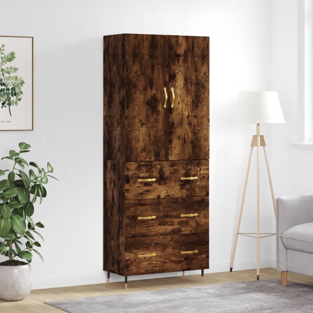 vidaXL Highboard Smoked Oak 69.5x34x180 cm Engineered Wood
