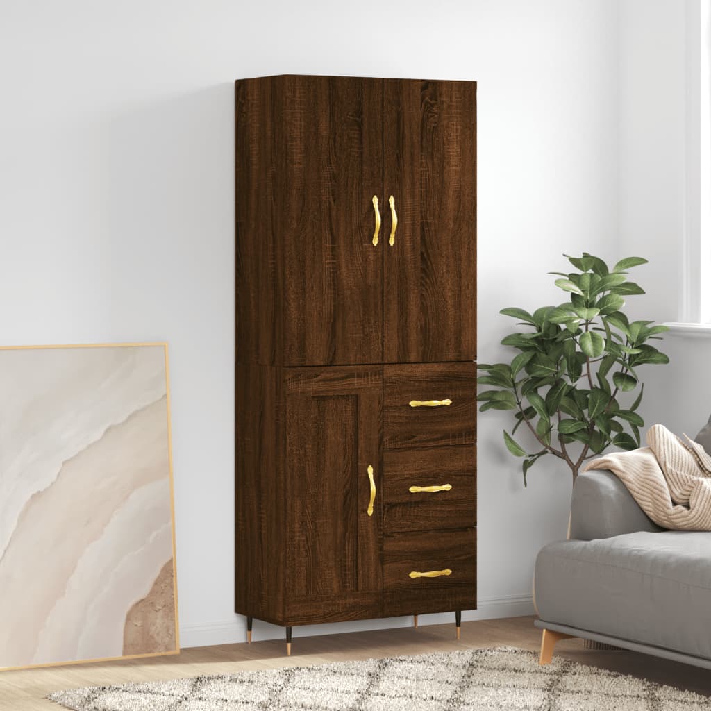 vidaXL Highboard Brown Oak 69.5x34x180 cm Engineered Wood