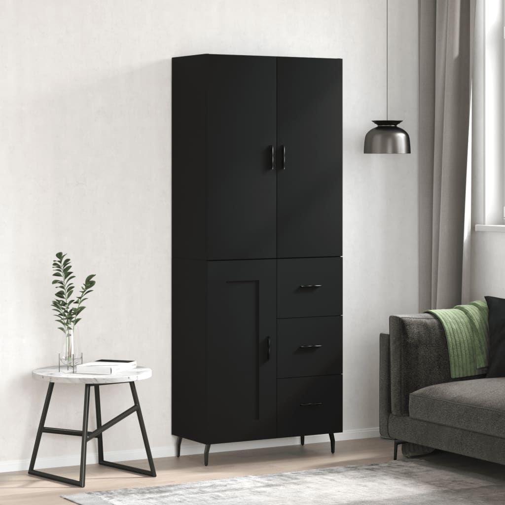 vidaXL Highboard Black 69.5x34x180 cm Engineered Wood
