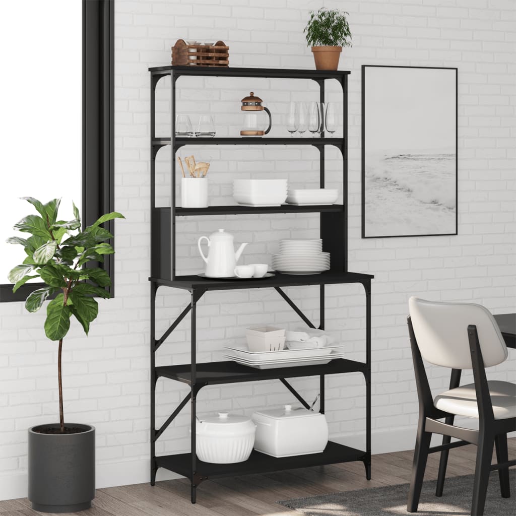 vidaXL Baker's Rack 6-Tier Black 90x40x180 cm Engineered Wood