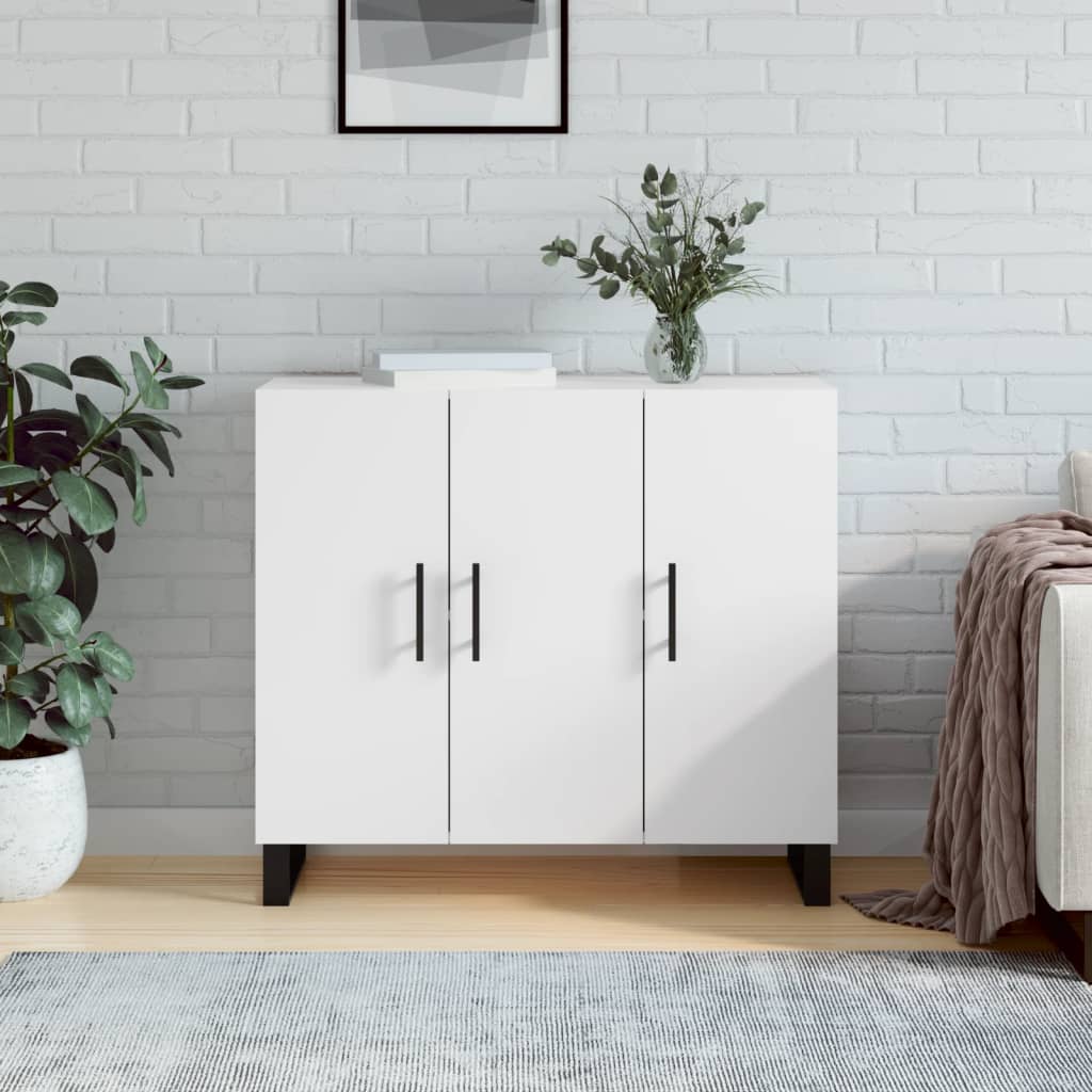 vidaXL Sideboard High Gloss White 90x34x80 cm Engineered Wood