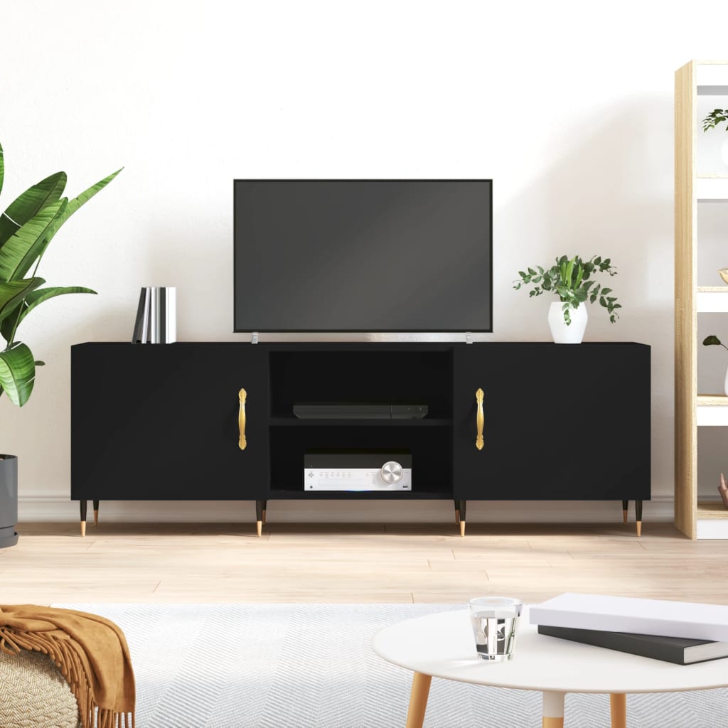 vidaXL TV Cabinet Black 150x30x50 cm Engineered Wood