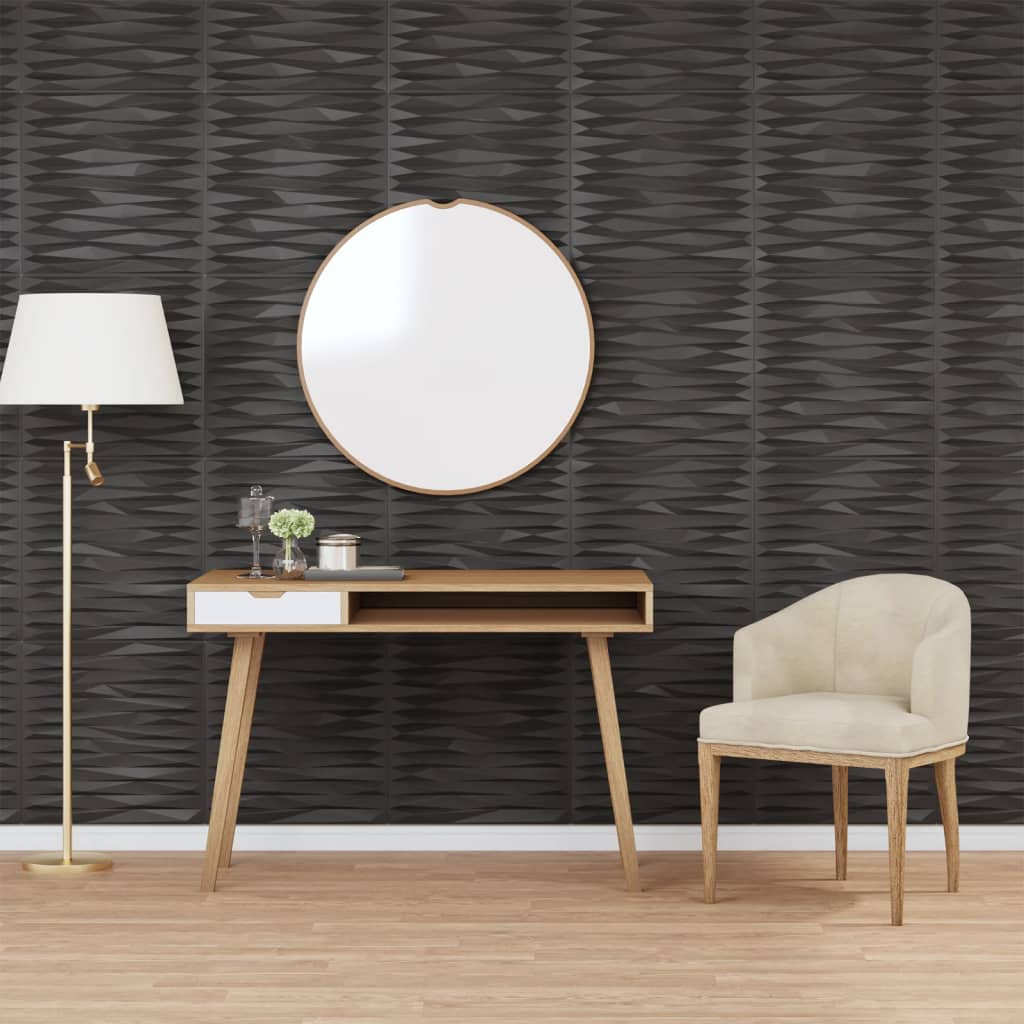 vidaXL Wall Panels 24 pcs Black 50x50 cm EPS 6 mŒ_ Stone