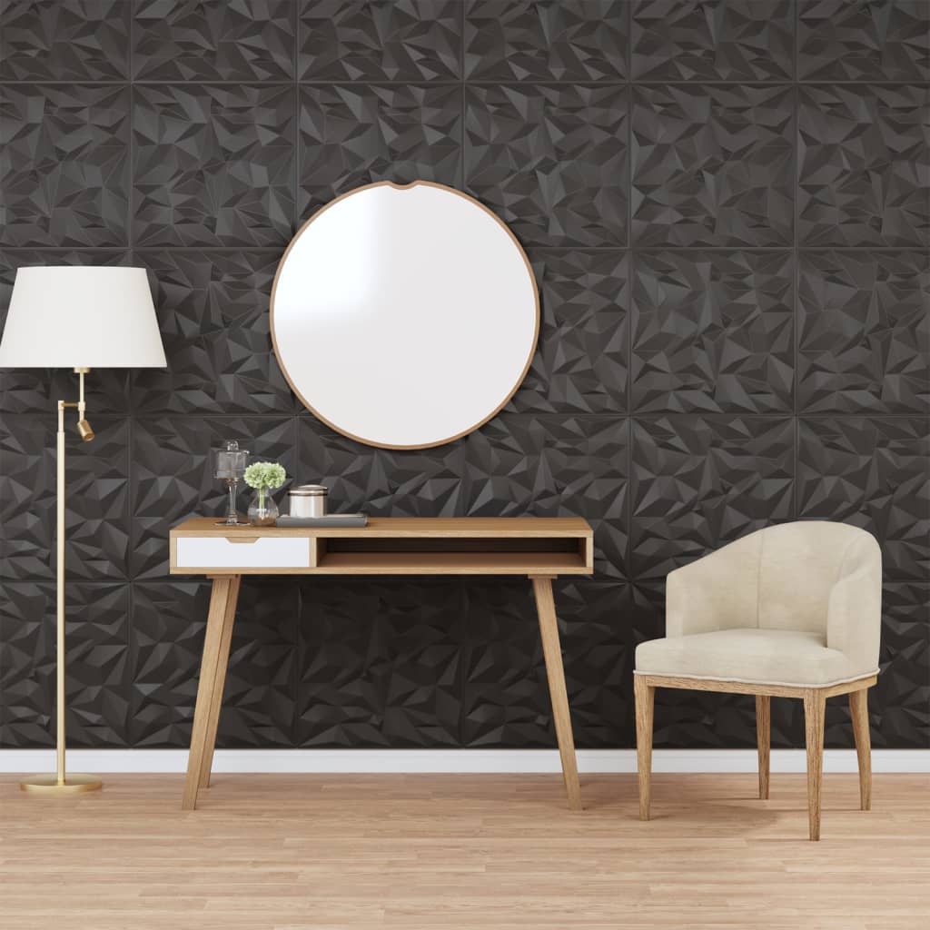 vidaXL Wall Panels 24 pcs Black 50x50 cm EPS 6 mŒ_ Amethyst