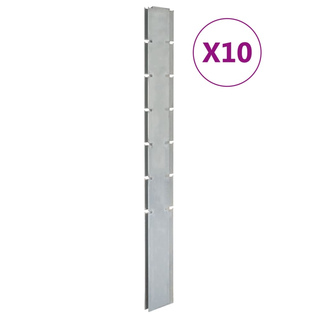 vidaXL Garden Fence Posts 10 pcs Silver 180 cmξGalvanised Steel
