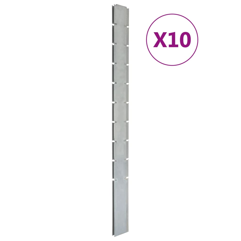vidaXL Garden Fence Posts 10 pcs Silver 240 cm ξGalvanised Steel