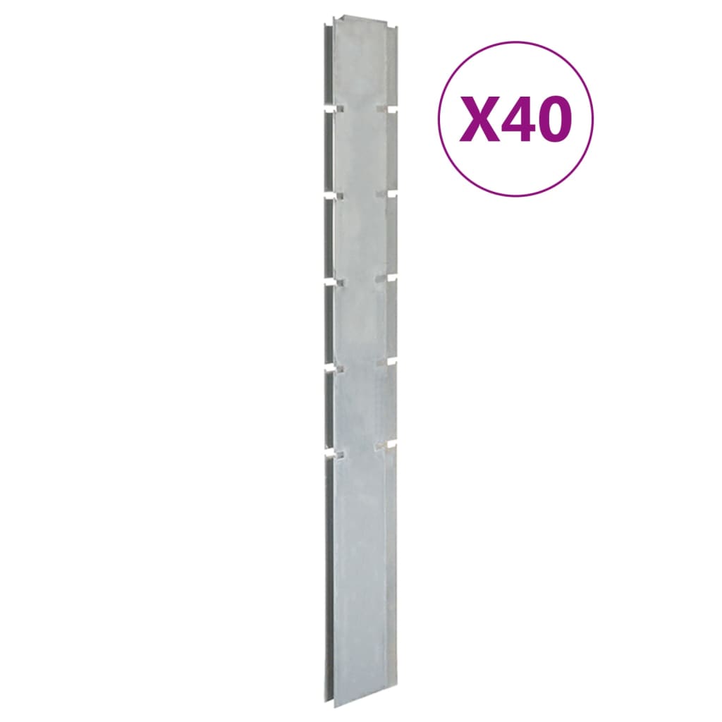 vidaXL Garden Fence Posts 40 pcs Silver 160 cmξGalvanised Steel