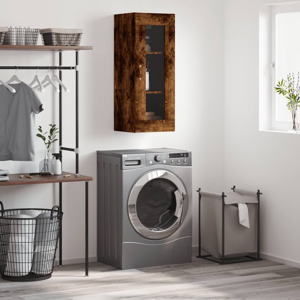 vidaXL Wall Mounted Cabinet Smoked Oak 34.5x34x90 cm