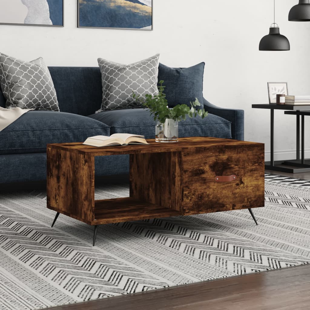 vidaXL Coffee Table Smoked Oak 90x50x40 cm Engineered Wood
