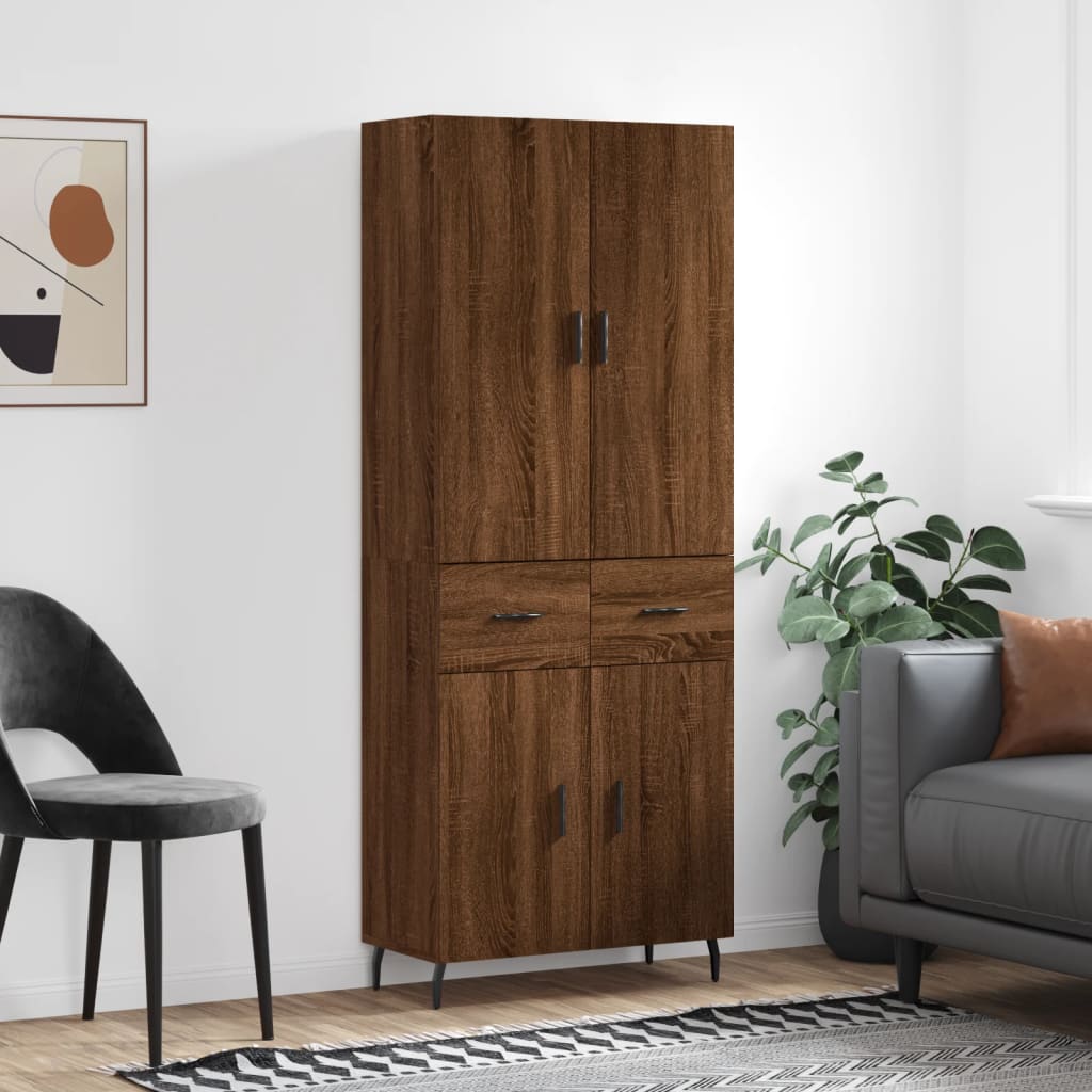 vidaXL Highboard Brown Oak 69.5x34x180 cm Engineered Wood