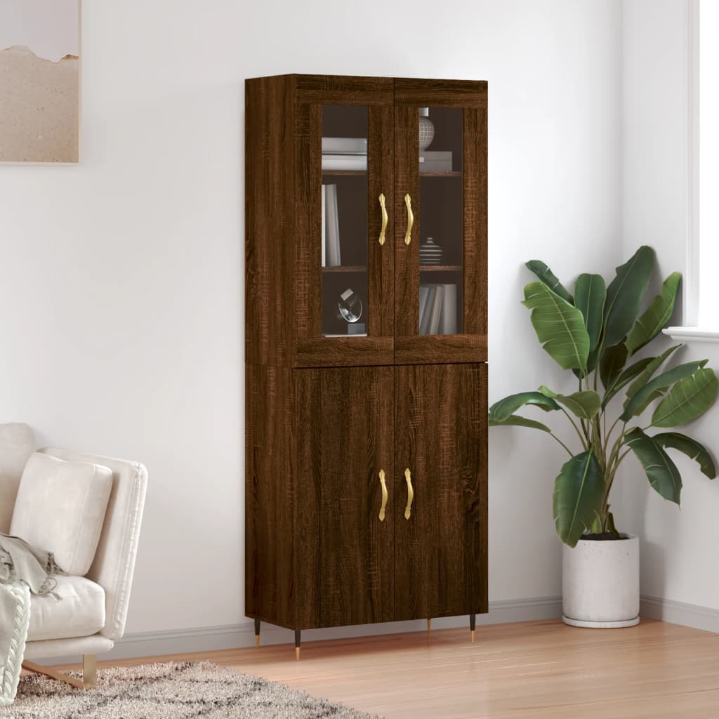vidaXL Highboard Brown Oak 69.5x34x180 cm Engineered Wood
