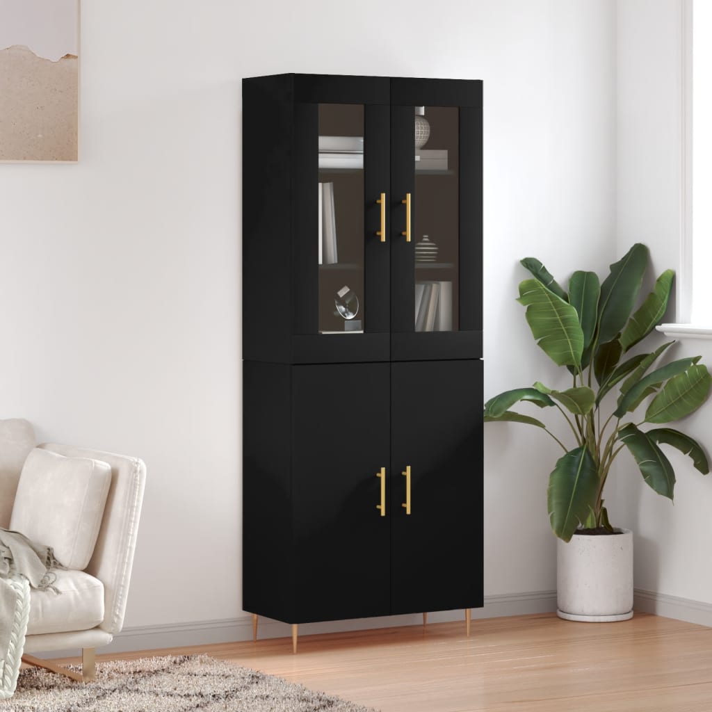 vidaXL Highboard Black 69.5x34x180 cm Engineered Wood