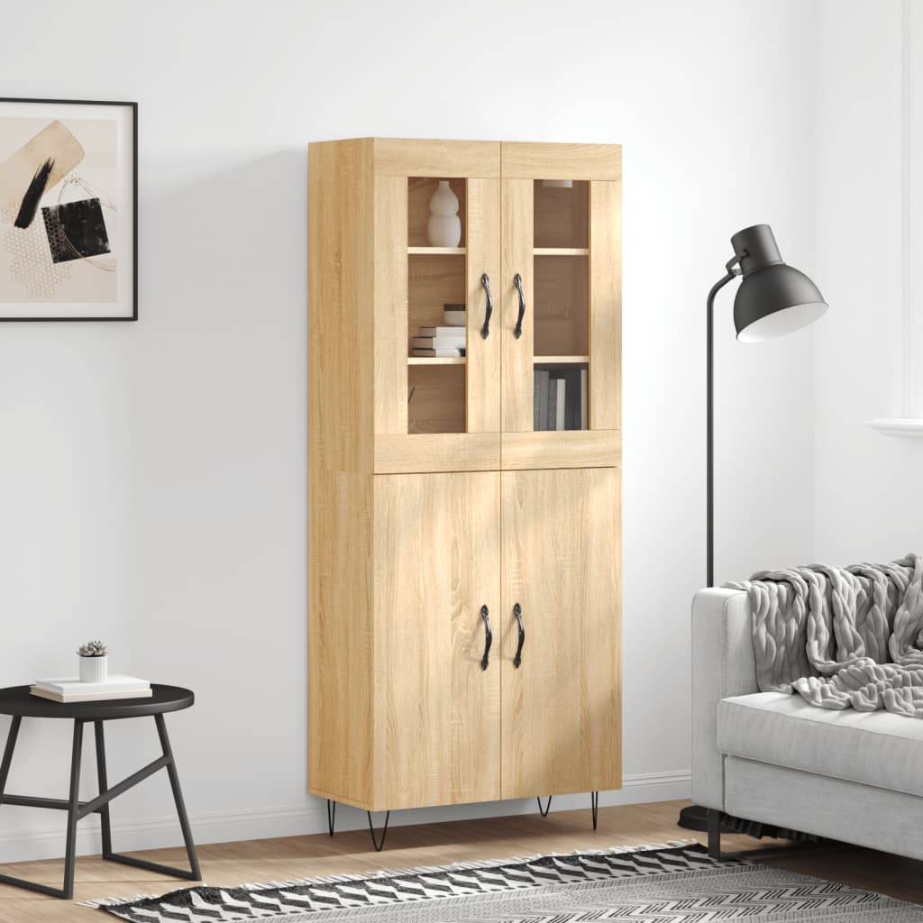vidaXL Highboard Sonoma Oak 69.5x34x180 cm Engineered Wood