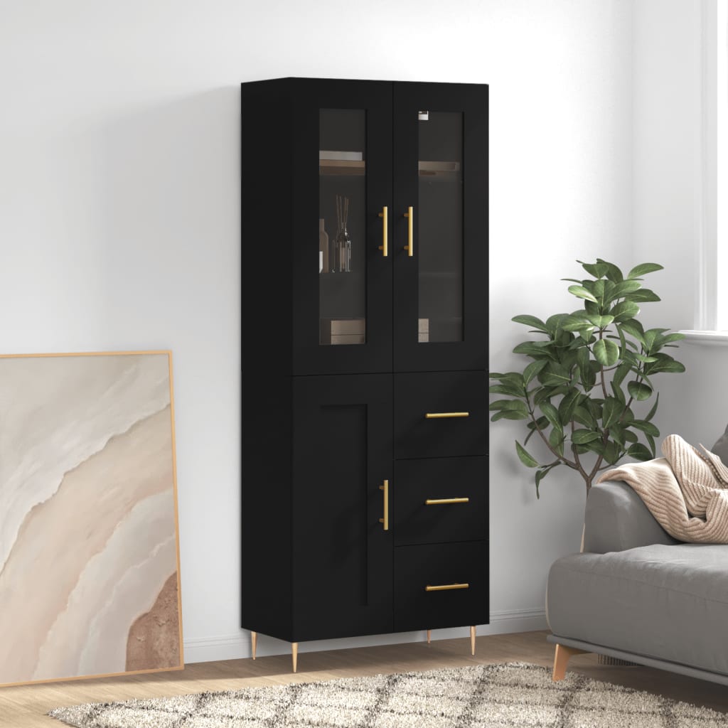 vidaXL Highboard Black 69.5x34x180 cm Engineered Wood