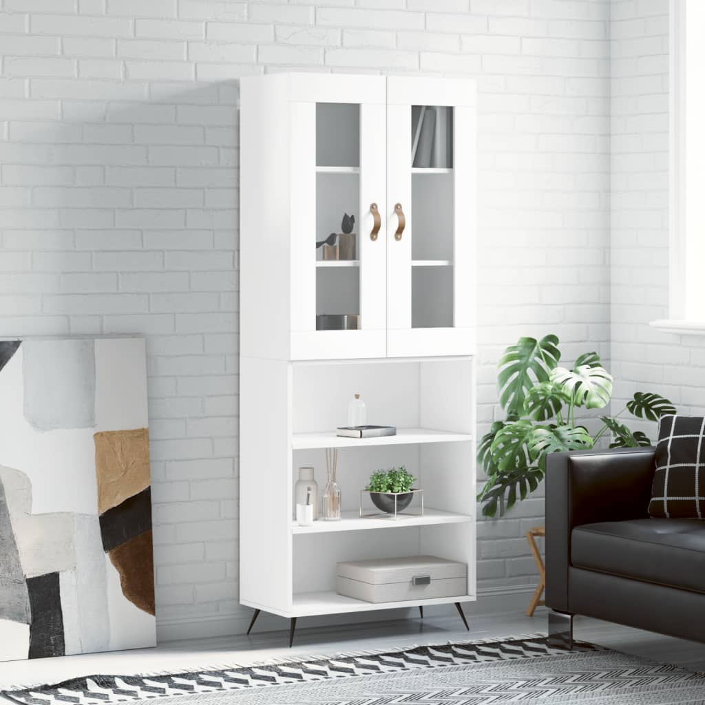 vidaXL Highboard High Gloss White 69.5x34x180 cm Engineered Wood