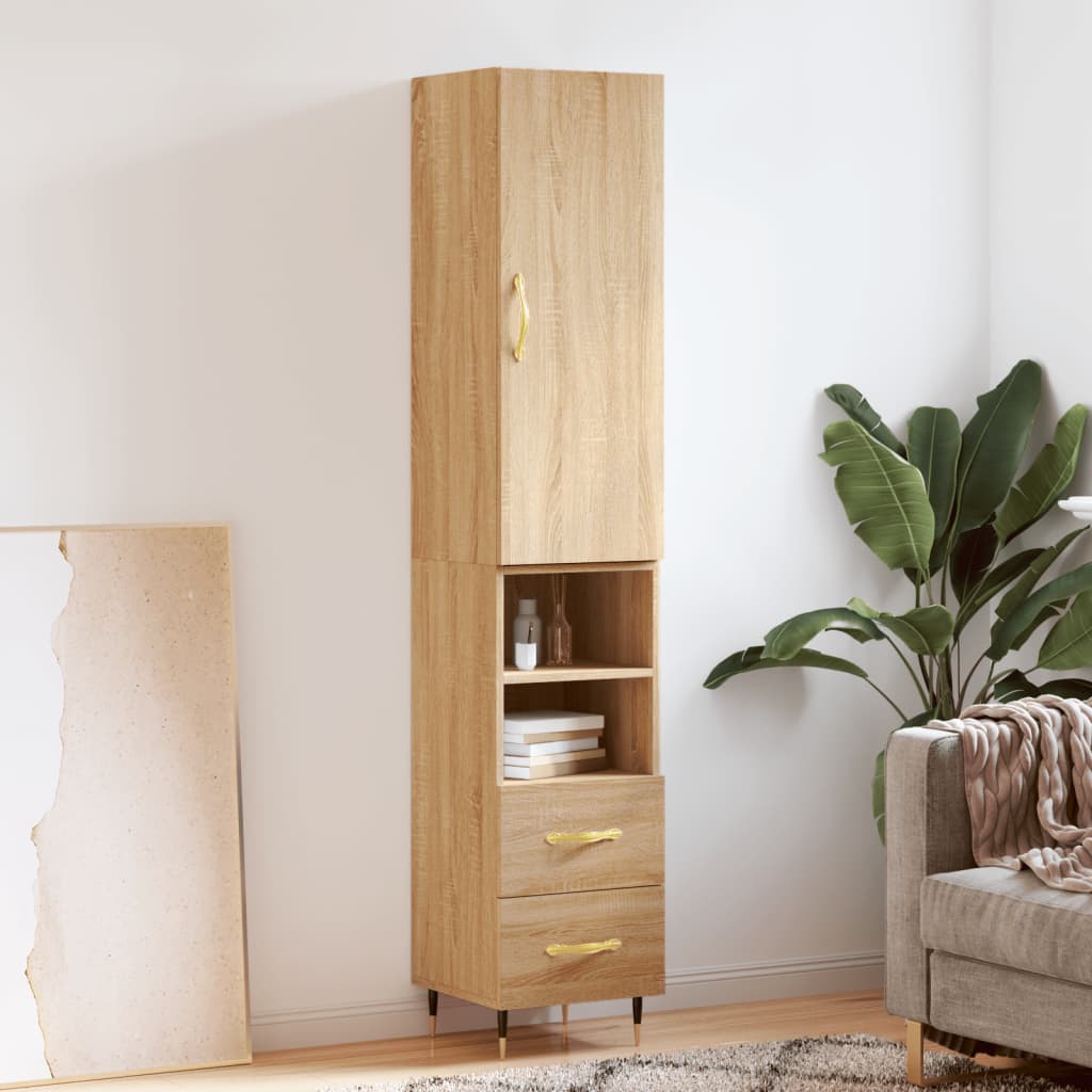 vidaXL Highboard Sonoma Oak 34.5x34x180 cm Engineered Wood