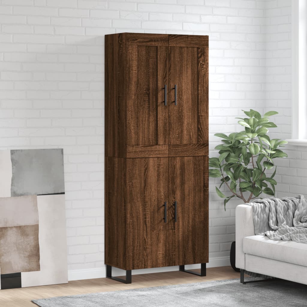 vidaXL Highboard Brown Oak 69.5x34x180 cm Engineered Wood