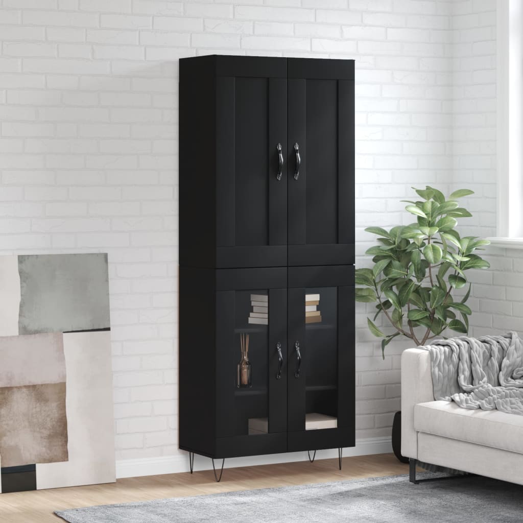 vidaXL Highboard Black 69.5x34x180 cm Engineered Wood