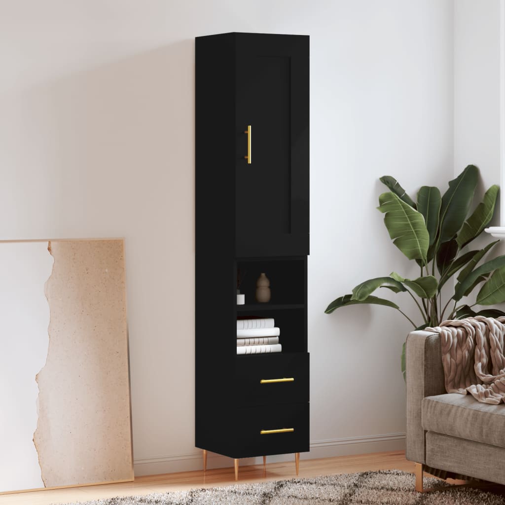 vidaXL Highboard Black 34.5x34x180 cm Engineered Wood