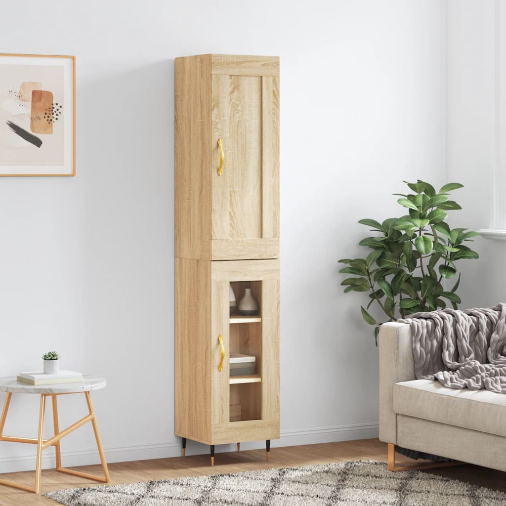 vidaXL Highboard Sonoma Oak 34.5x34x180 cm Engineered Wood