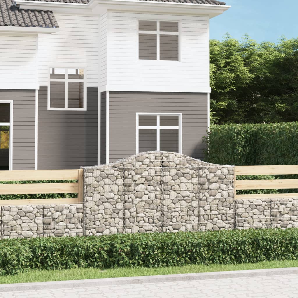 vidaXL Arched Gabion Baskets 9 pcs 200x30x120/140 cm Galvanised Iron