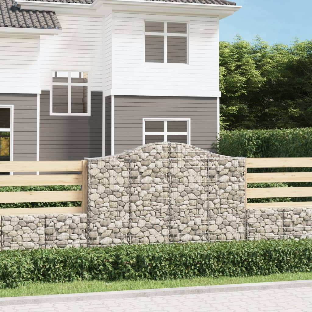 vidaXL Arched Gabion Baskets 2 pcs 200x30x140/160 cm Galvanised Iron