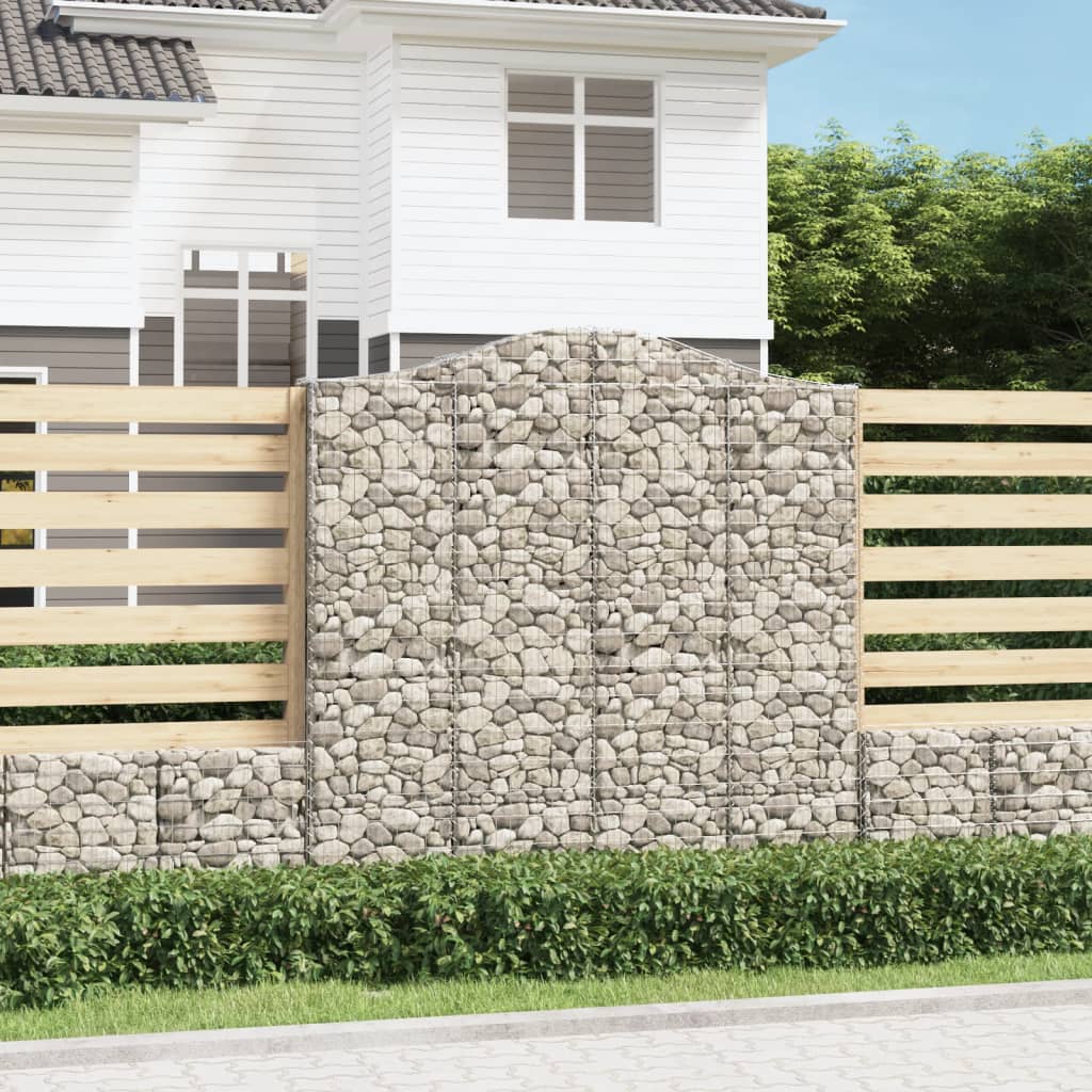 vidaXL Arched Gabion Baskets 2 pcs 200x30x200/220 cm Galvanised Iron