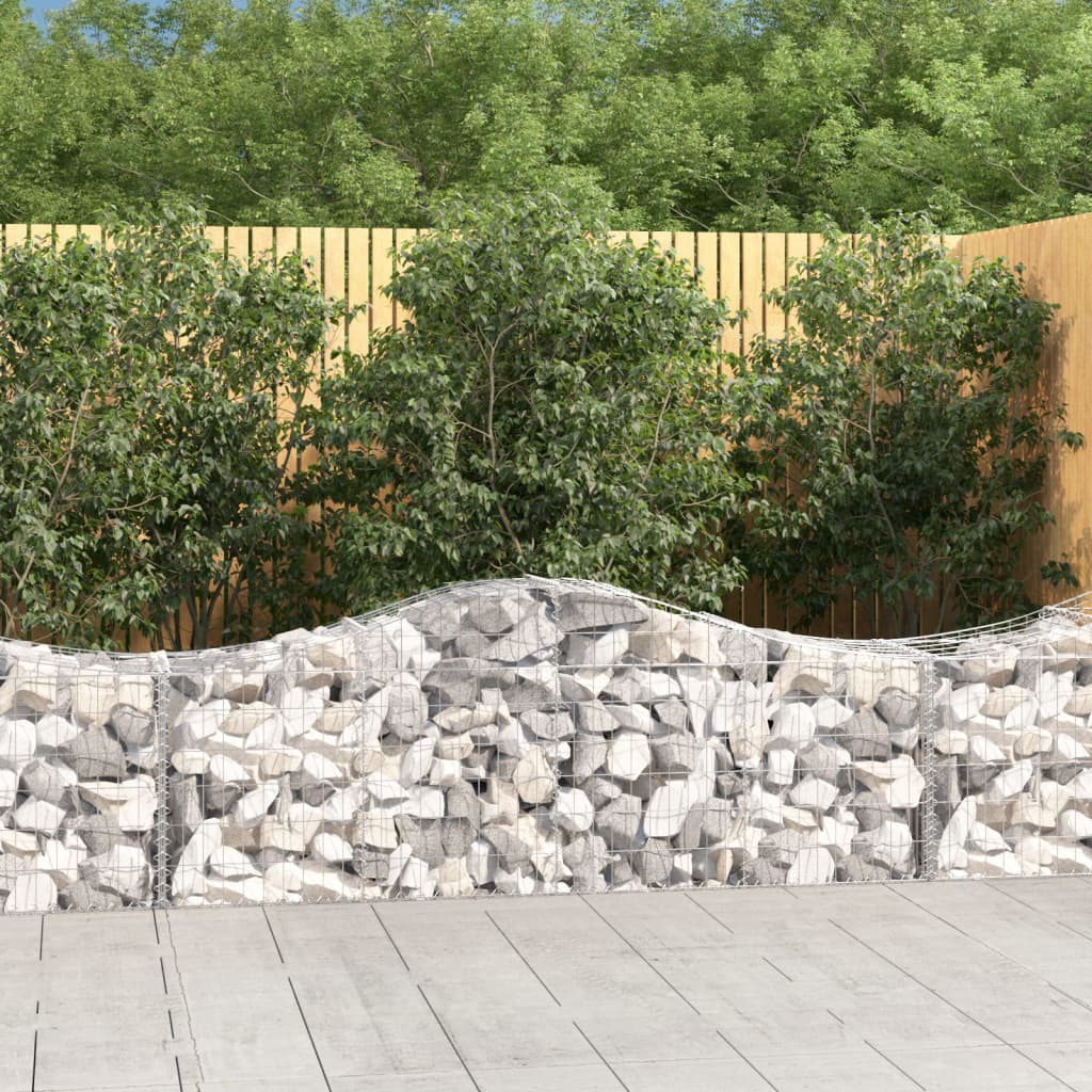 vidaXL Arched Gabion Baskets 13 pcs 200x50x60/80 cm Galvanised Iron