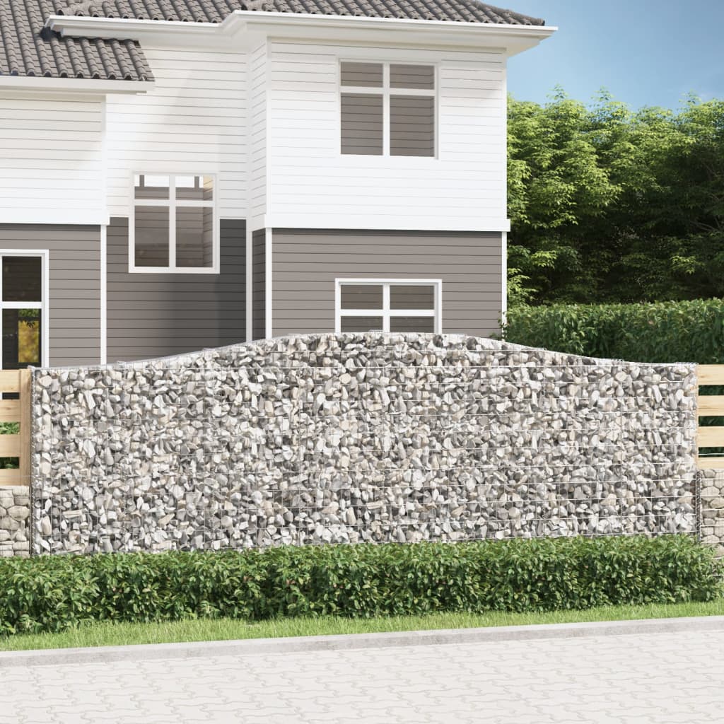 vidaXL Arched Gabion Baskets 7 pcs 400x30x140/160 cm Galvanised Iron