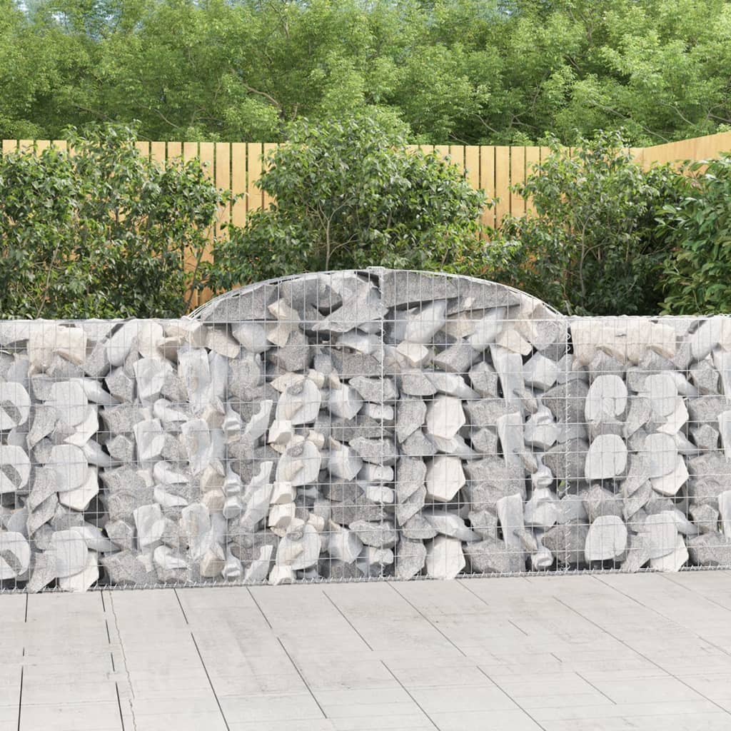 vidaXL Arched Gabion Baskets 7 pcs 300x30x100/120 cm Galvanised Iron